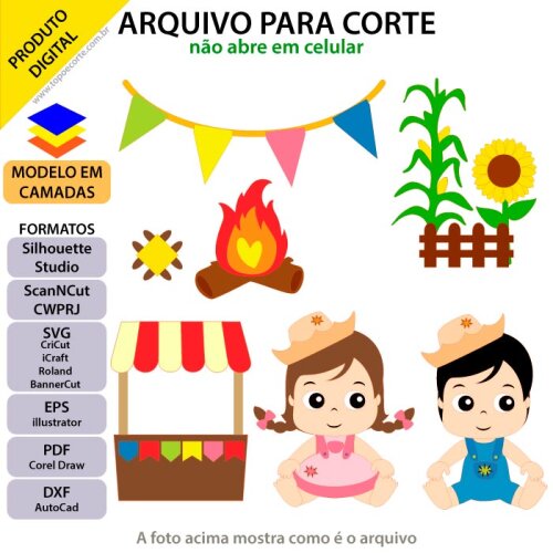 Arquivo de Corte Topo de Bolo - Festa Junina / Arraiá