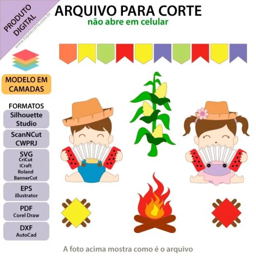 Arquivo de Corte Topo de Bolo - Festa Junina / Arraiá