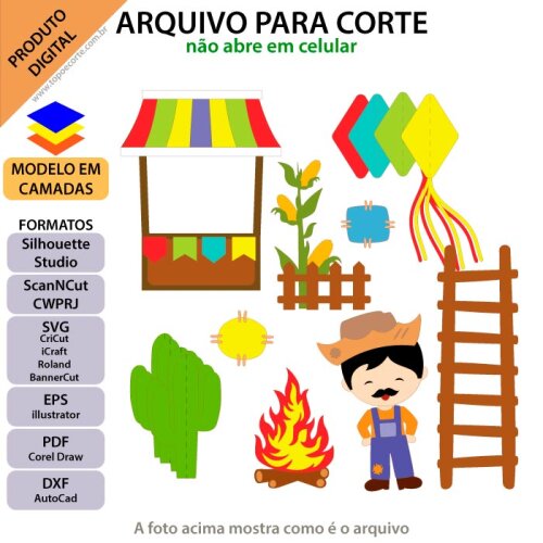 Arquivo de Corte Topo de Bolo - Festa Junina / Arraiá