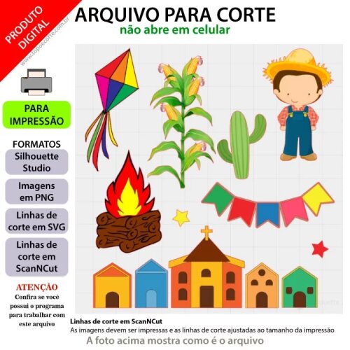 Arquivo de Corte Topo de Bolo - Festa Junina / Arraiá