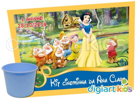 Adesivo para Baldinho de Pipoca Branca de Neve
