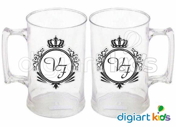 Adesivo para Caneca Casamento Monograma Impermeável