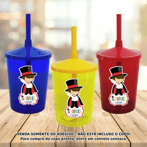 Adesivo para Copo Caneca Long Drink Twister Circo Mágico