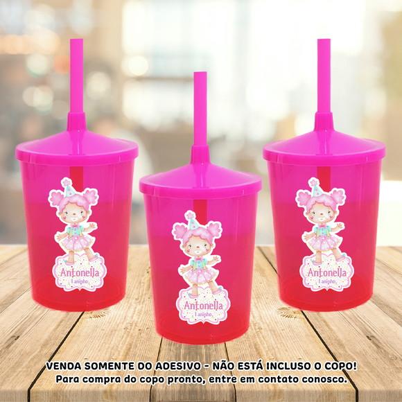 Adesivo para Copo Caneca Long Drink Twister Circo Palhacinha