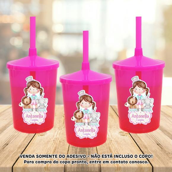 Adesivo para Copo Caneca Long Drink Twister Circo Aquarela