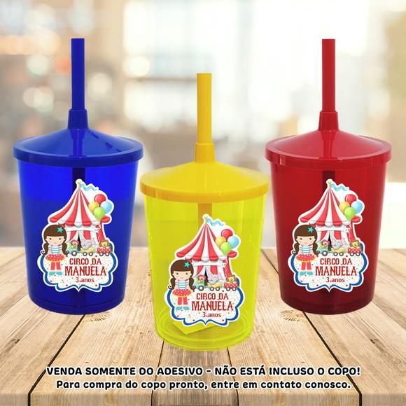 Adesivo para Copo Caneca Long Drink Twister Circo Menina