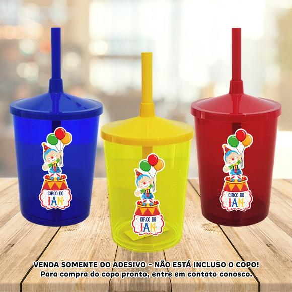 Adesivo para Copo Caneca Long Drink Twister Circo Palhacinho