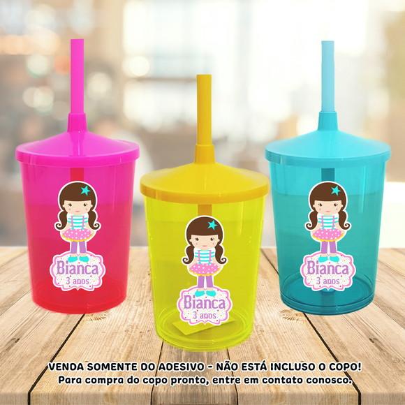 Adesivo para Copo Caneca Long Drink Twister Circo Rosa