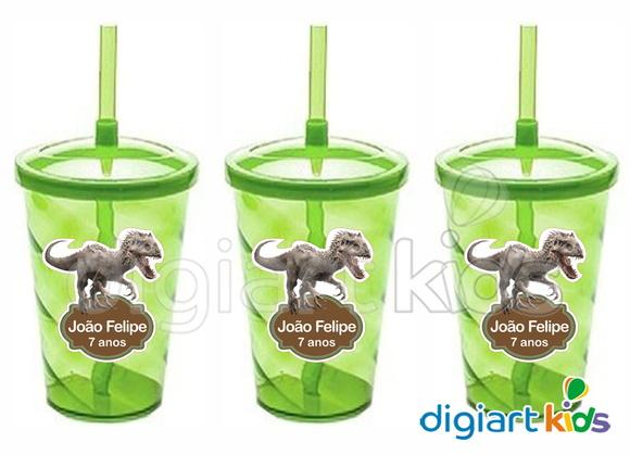 Adesivo para Copo com Canudo Shake Twister Dinossauro