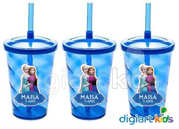 Adesivo para Copo com Canudo Shake Twister Frozen