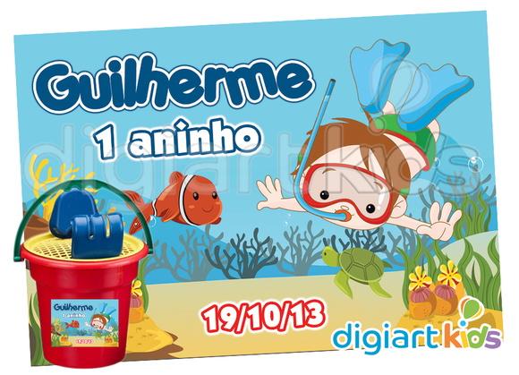 Adesivo Vinil Para Baldinho de Praia Fundo do Mar