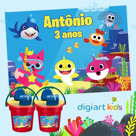 Adesivo Vinil Para Baldinho de Praia Baby Shark