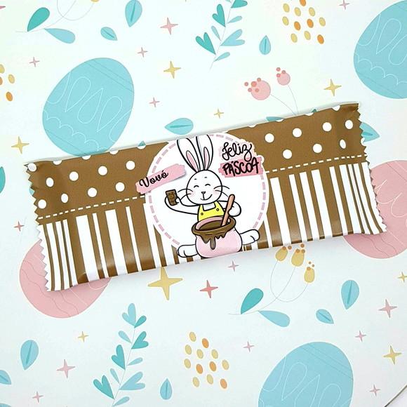 Barra de Chocolate Personalizada Páscoa Marrom e Rosa