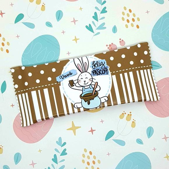 Barra de Chocolate Personalizada Páscoa Marrom e Azul