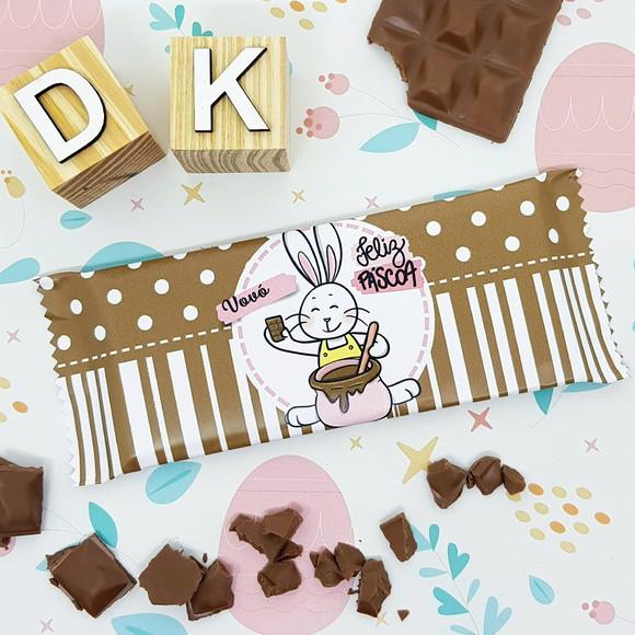 Barra de Chocolate Personalizada Páscoa Marrom e Rosa