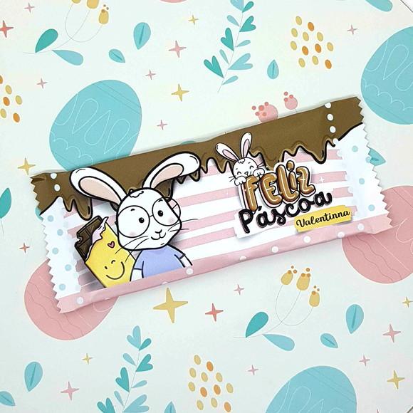 Barra de Chocolate Personalizada Páscoa Rosa