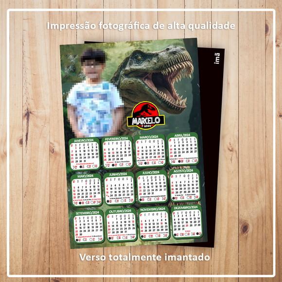 Calendário 10x15 cm com Imã Dinossauros Jurassic