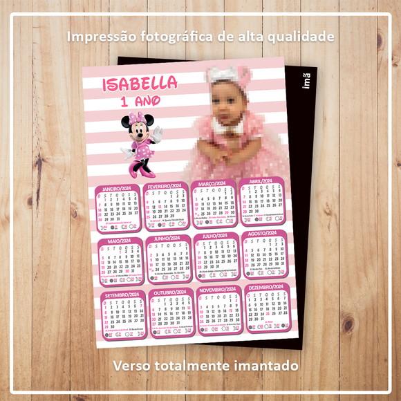 Calendário 10x15 cm com Imã Minnie Rosa
