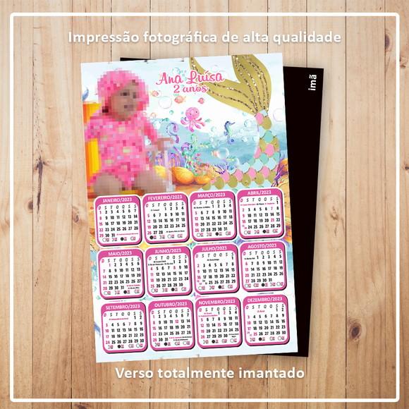 Calendário 10x15 cm com Imã Sereia Fundo do Mar