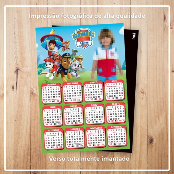 Calendário 10x7 cm com Imã Patrulha Canina