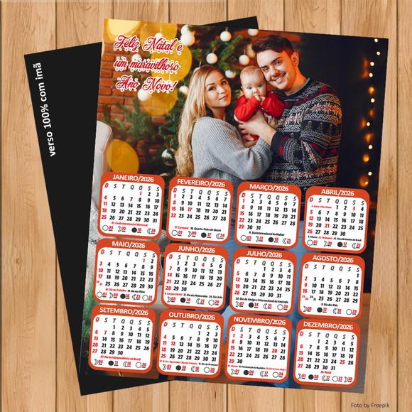 Calendário com Imã Personalizado de Natal com Foto 10x15cm