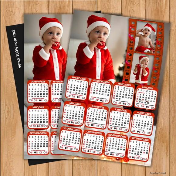 Calendário com Imã Personalizado de Natal com Foto 10x15cm