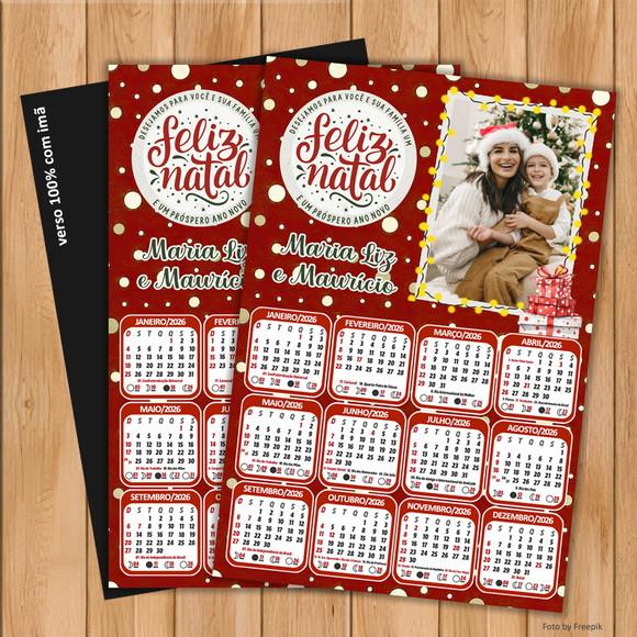 Calendário com Imã Personalizado de Natal com Foto 10x15cm