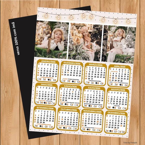 Calendário Imã Personalizado 3 Fotos Natal / Ano Novo 15x21