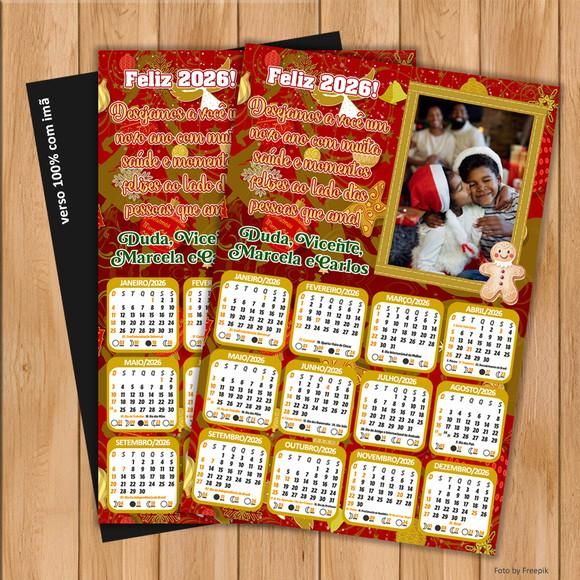 Calendário Imã Personalizado de Natal com Foto 15x21