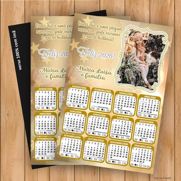 Calendário Personalizado Ano Novo com Imã 10x15cm