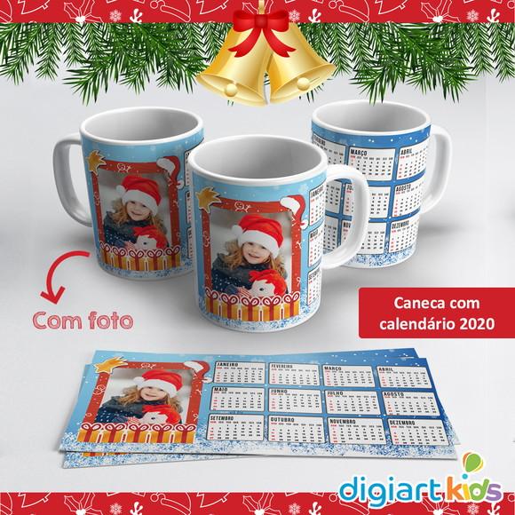 Caneca Cerâmica de Natal com Foto e Calendário