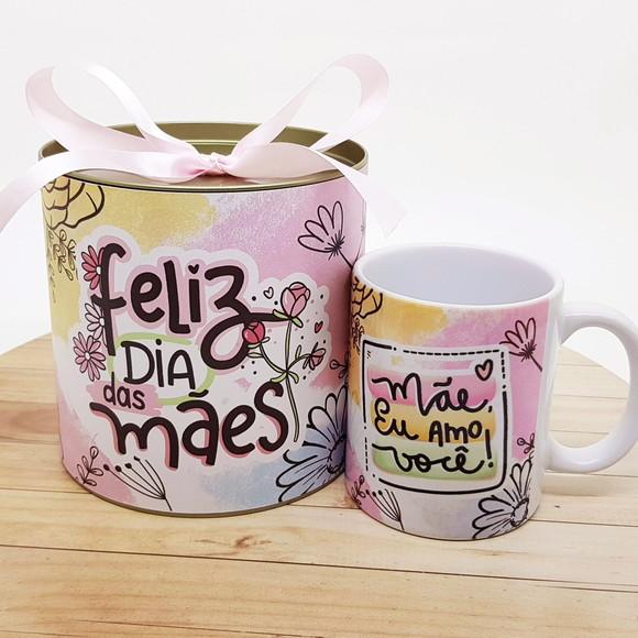 Caneca com Tubolata Dia das Mães - Mãe eu Amo Você