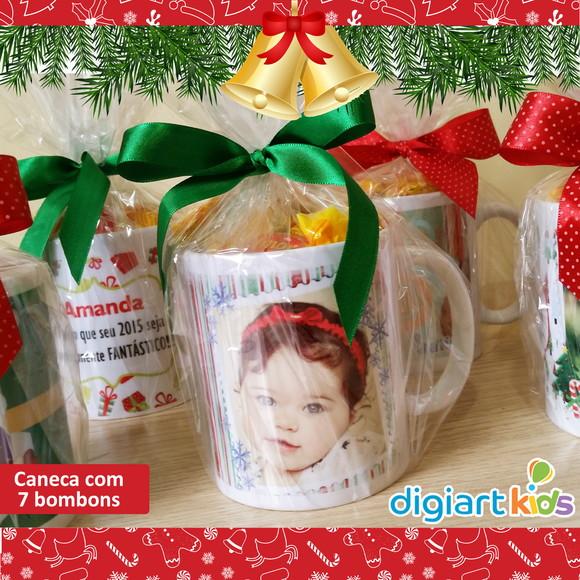 Caneca de Cerâmica de Natal com Bombons e Foto
