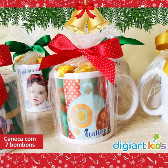 Caneca de Cerâmica de Natal com Bombons para Empresas