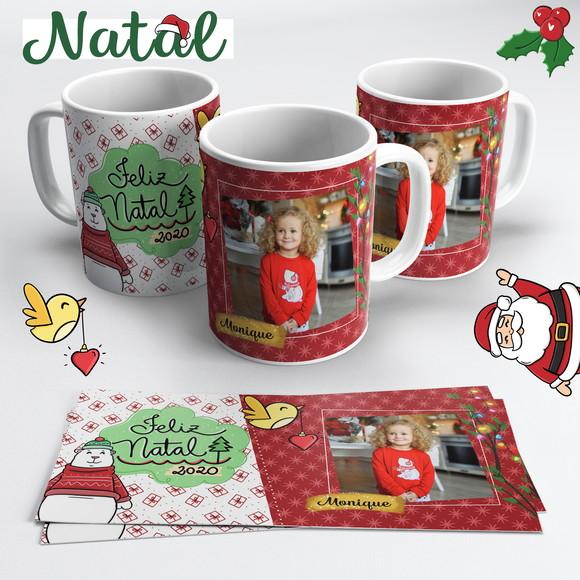 Caneca de Cerâmica Feliz Natal Urso Polar