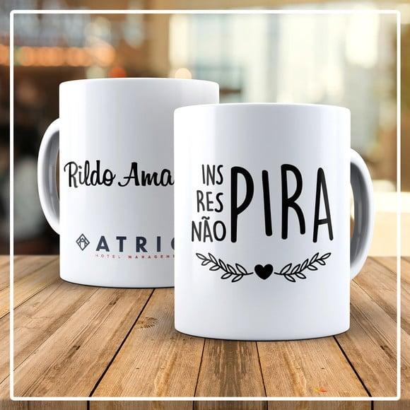 Caneca De Cerâmica Inspira, Respira, Não Pira
