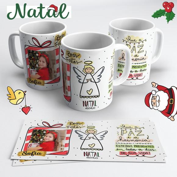 Caneca de Cerâmica Natal Anjinho com Foto