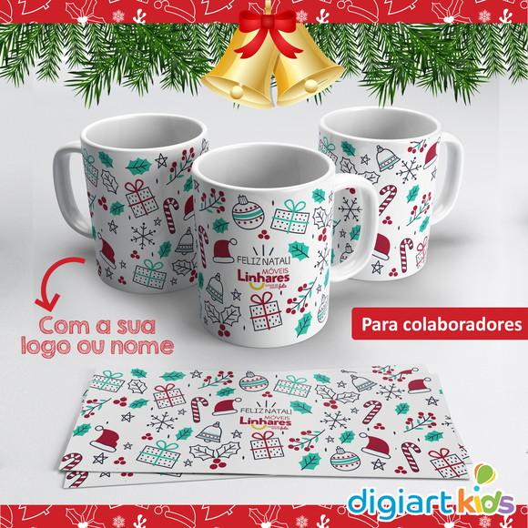 Caneca de Cerâmica Natal com Logo ou Nome