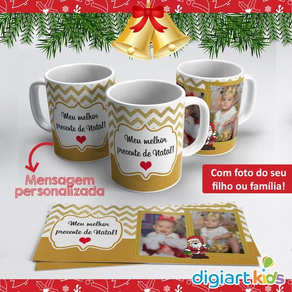 Caneca de Cerâmica Natal Dourado com Fotos