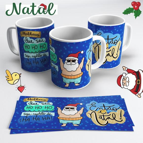 Caneca de Cerâmica Natal Papai Noel na Praia