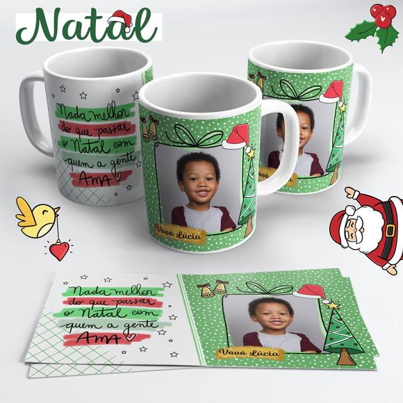 Caneca de Cerâmica Natal Verde com Foto