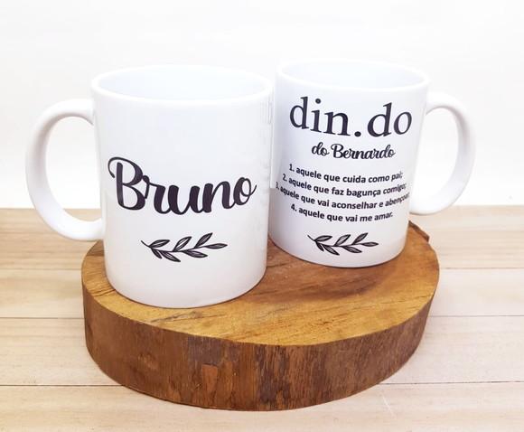 Caneca de Cerâmica para Padrinhos Dinda Dindo