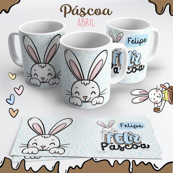 Caneca de Cerâmica Páscoa Coelhinho Rosa