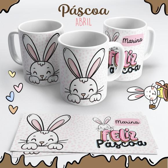 Caneca de Cerâmica Páscoa Coelhinho Rosa