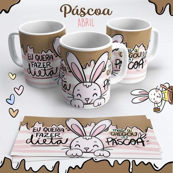 Caneca de Cerâmica Páscoa Eu Queria Fazer Dieta