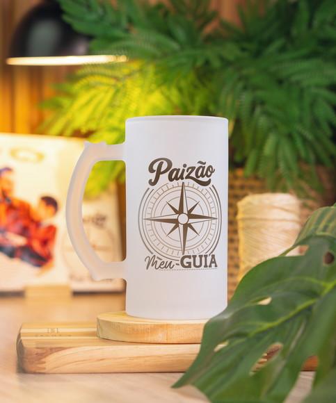 Caneca de Chopp Dia dos Pais Vidro Jateada Paizão