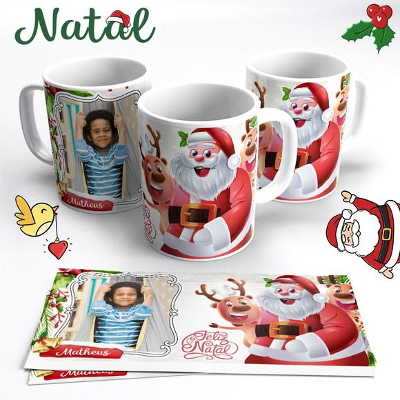 Caneca de Natal Papai Noel e Foto