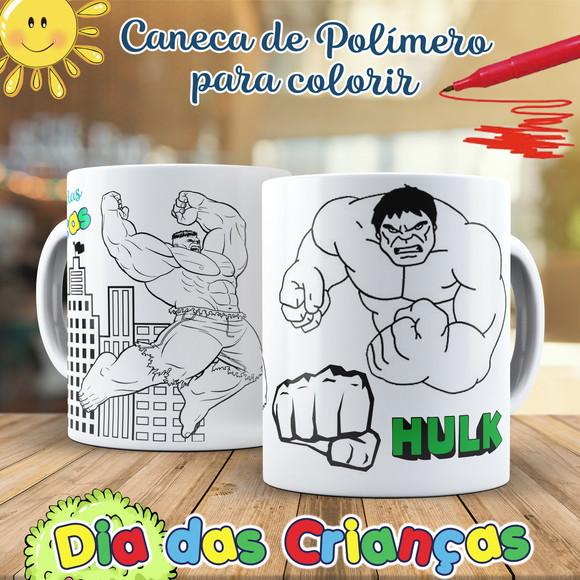 Caneca de Polímero para Colorir Hulk + Embalagens