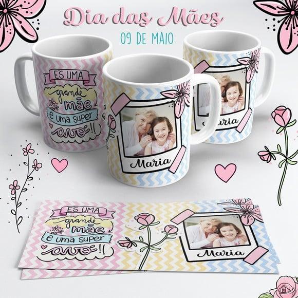 Caneca Dia das Mães com Foto - És uma Grande Mãe e Avó