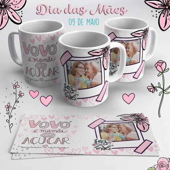 Caneca Dia das Mães com Foto - Vovó é Mamãe com Açúcar
